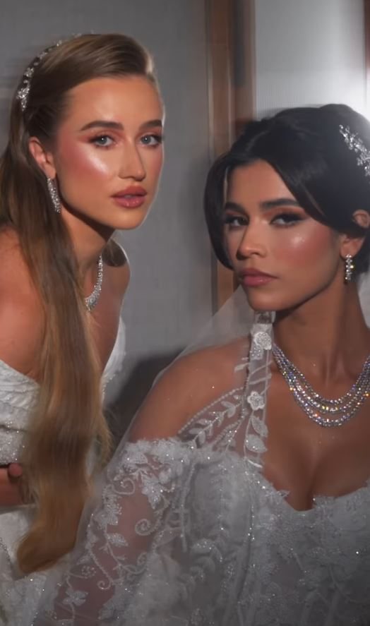 Bridal hair and makeup, side by side